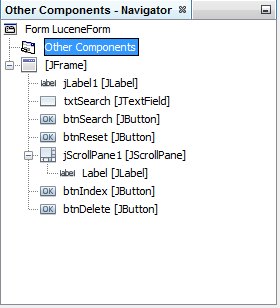 Lucene search engine GUI component Netbeans Java