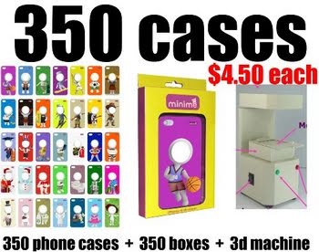 Whoelsale Lot of 350 Phone Cases to Personalized Gift Minime 3d Photo Face for Apple Iphone 4/4s Case - Silver iPack Package (1) phone cases: 350 cases. (2) retail boxes: 350 boxes. (3) 350 films (4) 3D machine. Business in a box! Magically transformed 3D pictures in 40 seconds. A wonderful gift ...