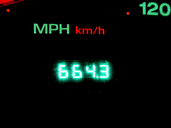 1,664.3 miles on the trip odometer upon arriving home