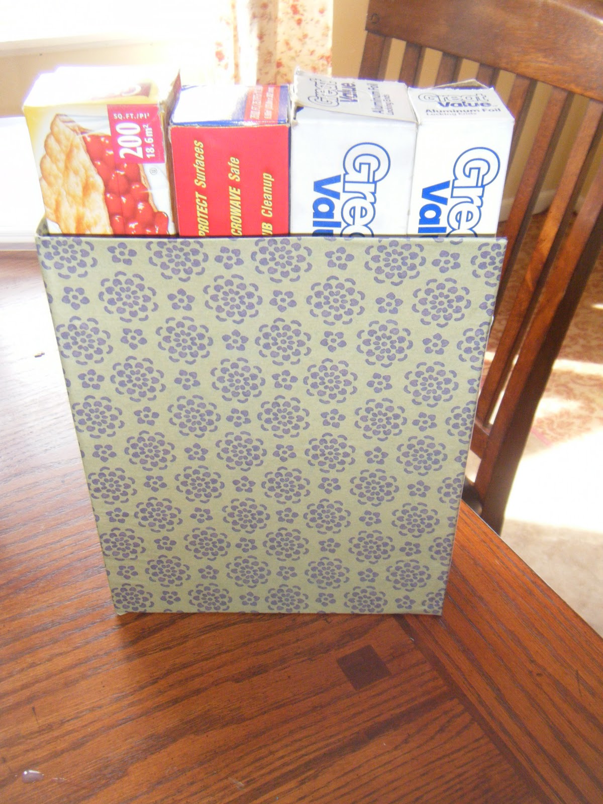 Cheerful Heart Mom DIY Magazine Holder or Kitchen Wraps Organizer