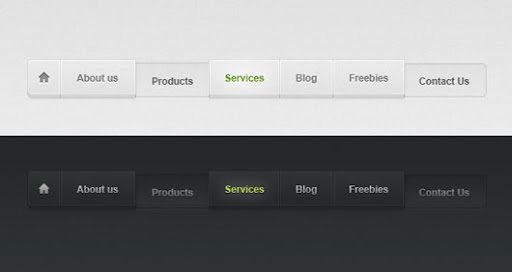 Menus web claros e escuro Menus web claros e escuro