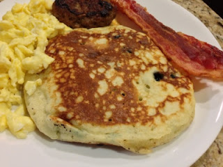 Fluffy Blueberry Pancakes on Breakfast Dinner Plate