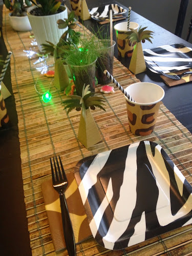 Zebra plates, wild Kratts birthday party, party pail