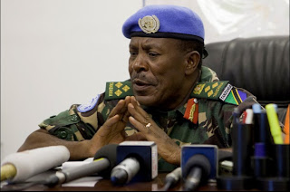 MONUSCO FIB commander Brig Gen. James Mwakibolwa meets with international media in his Goma office , the 25th of July 2013. © MONUSCO/Sylvain Liechti