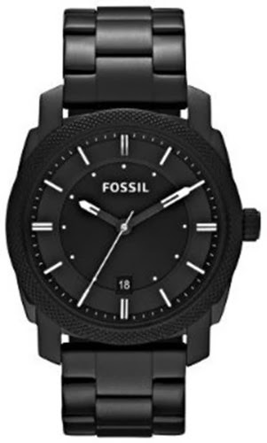 Fossil Machine Three Hand Stainless Steel Watch Black