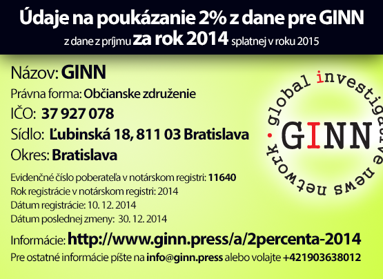 Údaje na poukázanie 2% z dane za rok 2014 pre GINN