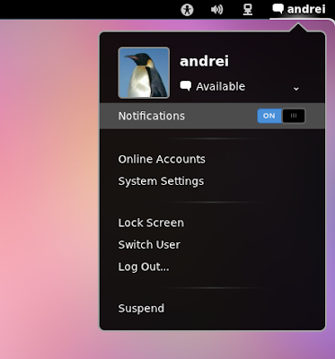 GNOME Shell 3.2 user menu