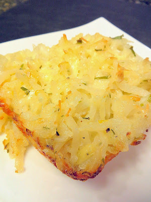 Recipe for Chive and Onion Hash Brown Potatoes, vegetarian and a cozy casserole for a winter day or a holiday potluck
