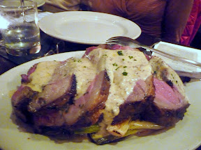 Meriwether's Sunday Supper series with Portland Creamery Anderson Ranch roasted leg of lamb with farm leeks and mustard cream