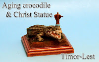 Aging crocodile & Christ Statue -Timor-Leste-
