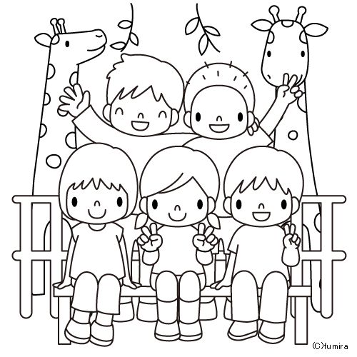Family in the zoo coloring pages