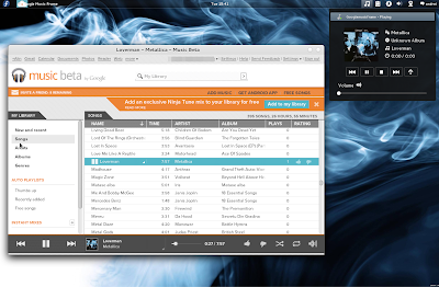 Google Music Frame Fedora Gnome Shell
