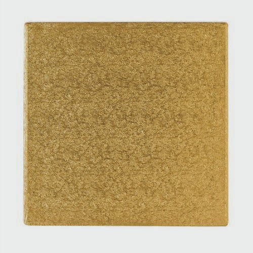 Square Cake Board - 8 Inch Gold Fern