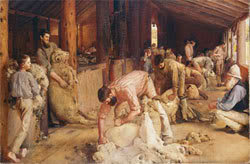 Shearing the rams by Tom Roberts [National Gallery of Victoria]