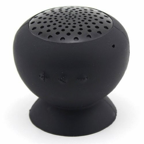  Portable Silicone Gel Wireless Bluetooth V4.0 Speaker for Amazon Kindle Fire HD 7 - Water Resistant - w/ Suction Cup - Black + Cell Phone Anti Radiation Shield