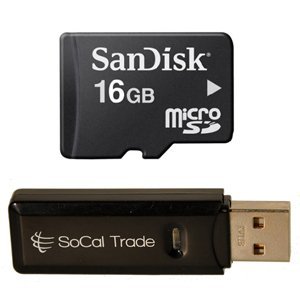 SanDisk 16GB Micro SDHC Class 4 TF Memory Card for Motorola DROID BIONIC Etna ATRIX 2 4G with SoCal Trade, Inc. Micro SD HC & SD Card Reader - Bulk Packed