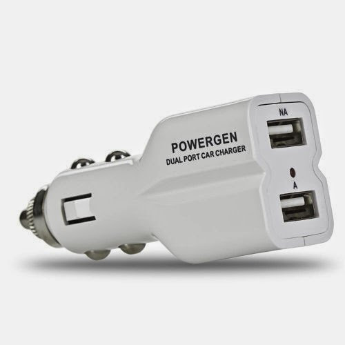  PowerGen White Dual USB 4.2A (20W) Car charger Designed for Apple and Android Devices