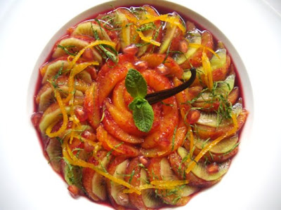 Méli-mélo d’oranges sanguines à la menthe et au vin doux vanillé