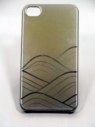 Maki-e iPhone 4/4S Cover Case Made in Japan - Ginji ni Nami -Silver Ground Waves