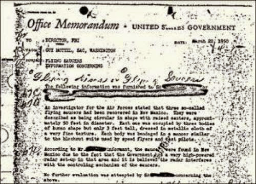 Fbi Comes Clean On 1950 Ufo Sighting Memo From Washington D C Chief