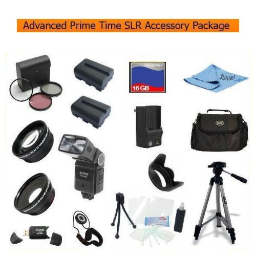 Advanced Prime Time Acessory Package For The Canon EOS 20D 30D 40D 50D Digital SLR Kit Includes 16Gb High Speed Memory Card, 2 Extended Life Batteries, Rapid AC/DC Charger, Dedicated TTL Flash, Wide Angle Lens, 2X Telephoto Lens, Filter Kit, Flower Lens Hood, Deluxe Carrying Case + More Works with the Following Lenses 18-55mm, 75-300mm, 50mm 1.4 , 55-200mm