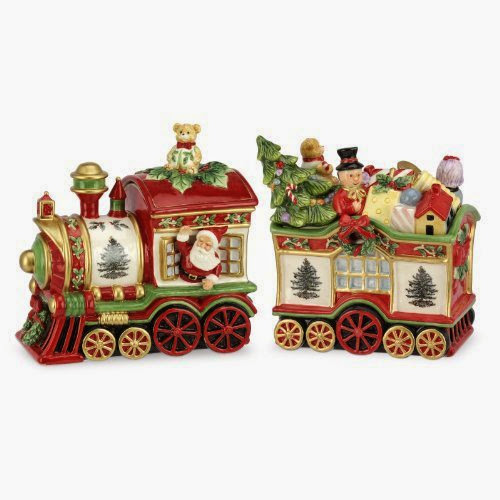  Spode Christmas Tree 2-Piece Train Set Covered Cookie Jar, 9.5-Inch/8.75-Inch