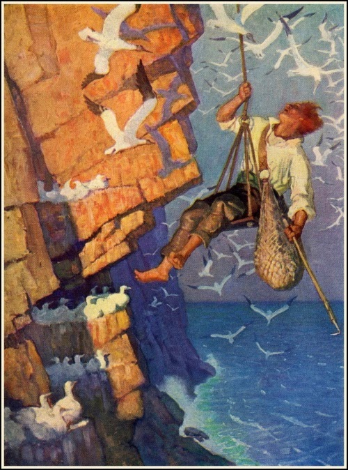 N. C. Wyeth - David Balfour. Tam on the craig face