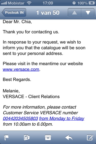 FashionIsMyPassion: Mail from Versace