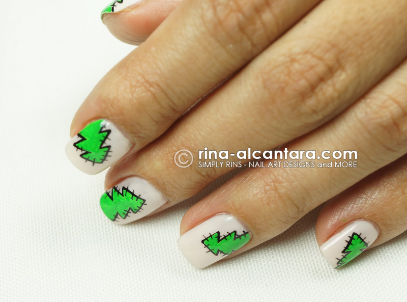 Christmas Tree Patches Nail Art Design
