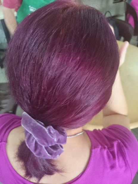 Hey, remember when we coloured our hair purple? Was a fun experience!