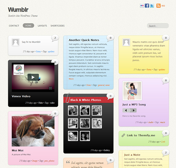 Wumblr Tumblr Style WordPress Theme for microblogging
