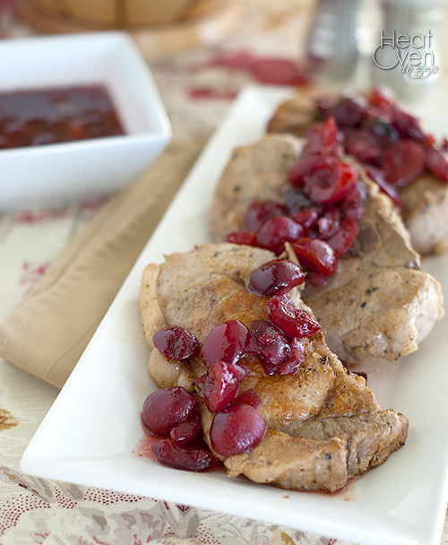 Pork chops with cherry sauce