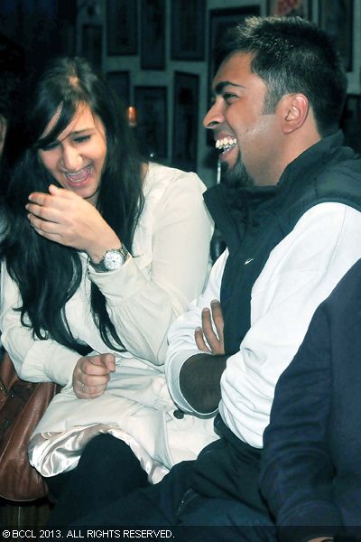 Twisha and Nileen enjoying during a comedy gig at Cafe Morrison, New Delhi.