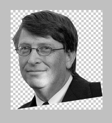 Imagem de Gates, em novo documento, em preto e branco