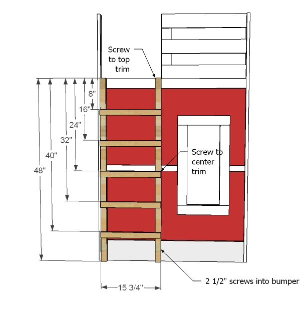 Fire Truck Loft Bed Ana White Build Ladder As Shown And Attach To Trim With S Or Bolts