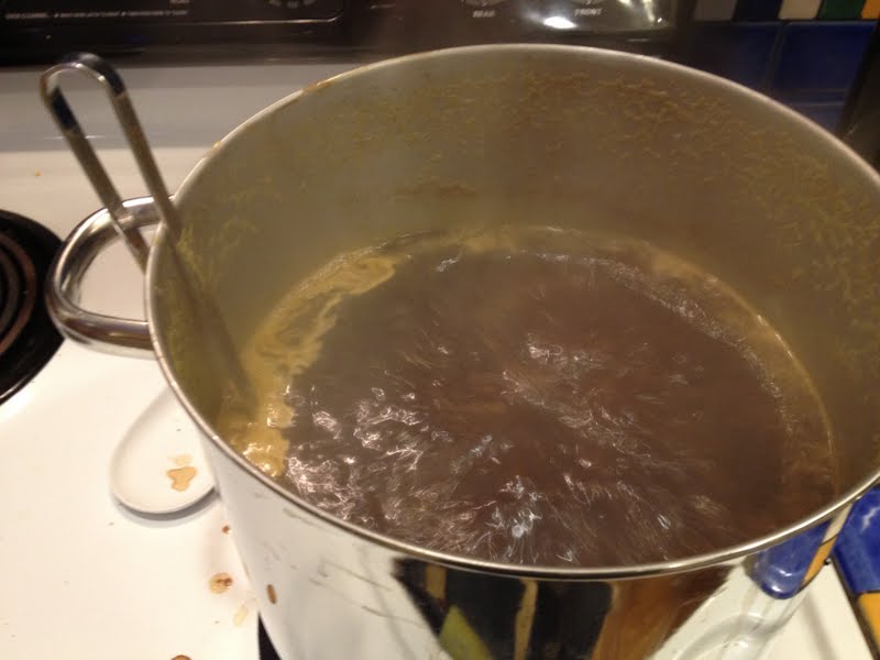 wort cooking on the stove