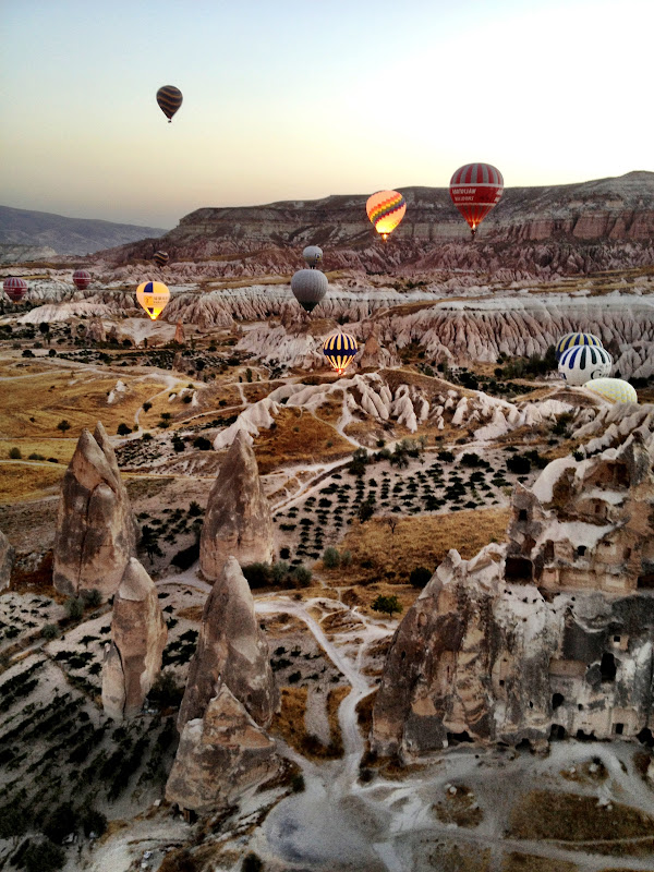 View of Cappadocia from a hot air balloon