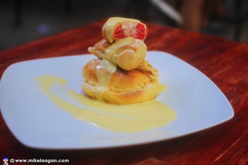 Toasted Ensaymada, Spanish Bread, and Pan de Regla with Creme Anglaise