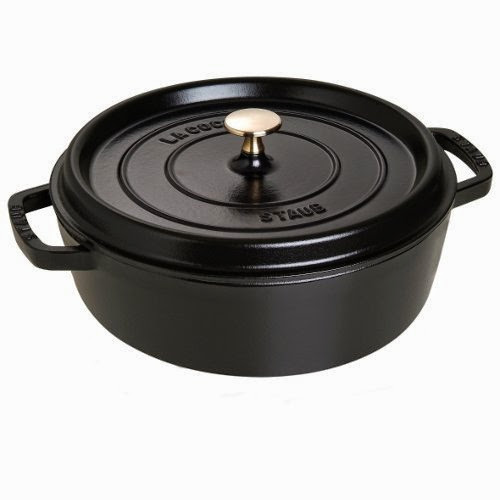  Staub Matte Black Enameled Cast Iron Wide Round Oven, 4 Quart