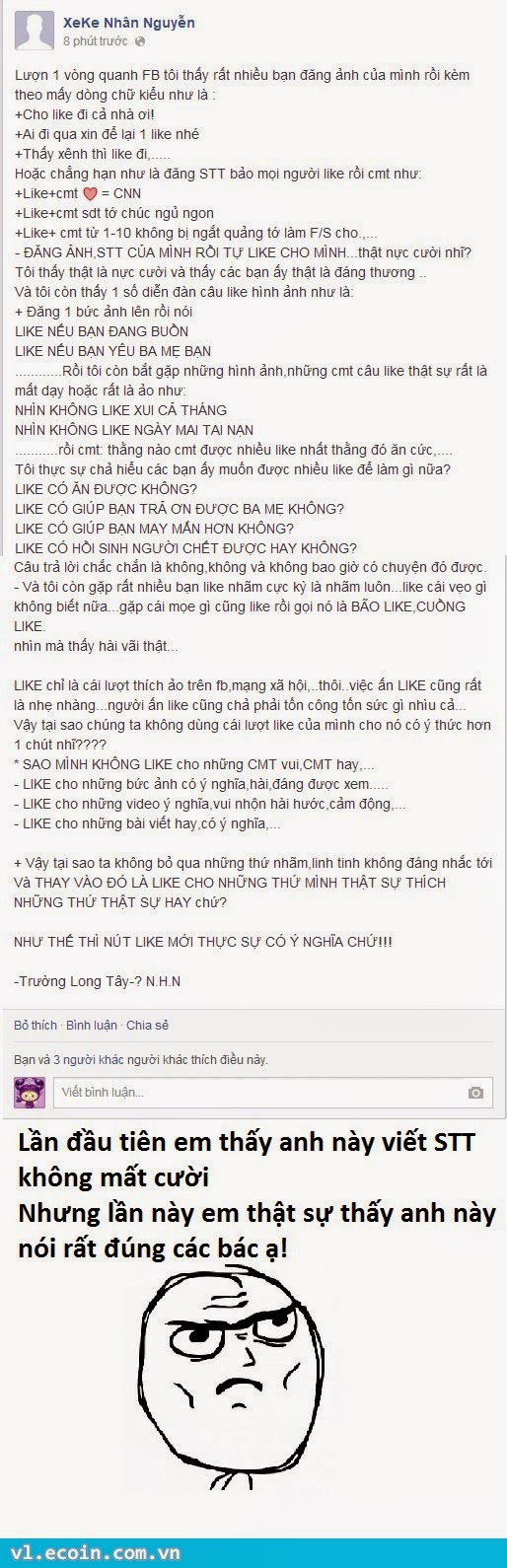 Chuyện FB và L.I.K.E...Em thấy chuẩn phếch các bác ạ! :)