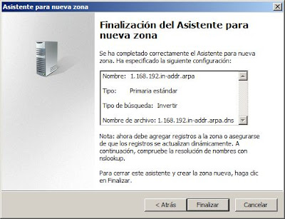 Agregar una nueva zona de bsqueda inversa en el servidor de DNS Windows Server 2008
