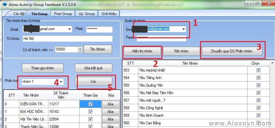 Quản lý danh sách nhóm, tài khoản tham gia nhóm Quản lý danh sách nhóm, tài khoản tham gia nhóm