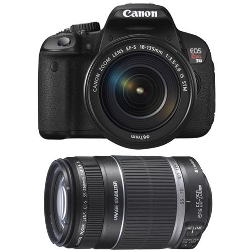Canon EOS Rebel T4i Digital SLR Camera Body  &  EF-S 18-135mm IS STM Lens with EF-S 55-250mm f/4.0-5.6 IS II Zoom Lens