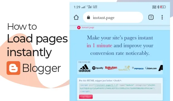 How to Load Pages instantly with Instant.page in Blogger