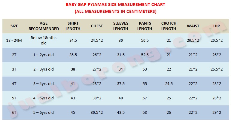 Gap Size Chart Mens