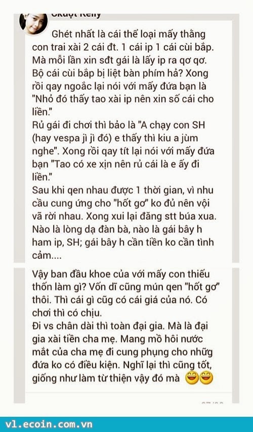 Mấy thánh con trai nghỉ sao ??