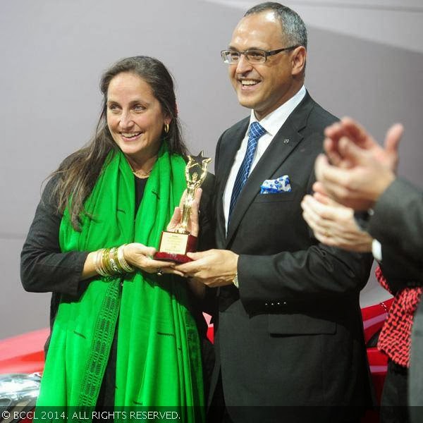 Sanjana Kapoor and Eberhard Kern during the Mercedes in association with Forbes - Conversation in Excellence Award, held at the 12th Auto Expo, Greater Noida, on February 5, 2014.