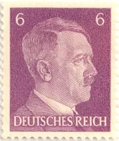 Stamp Adolf Hitler head, Deutsches Reich (Nazi Germany), purple, 6 pfenning, 1941