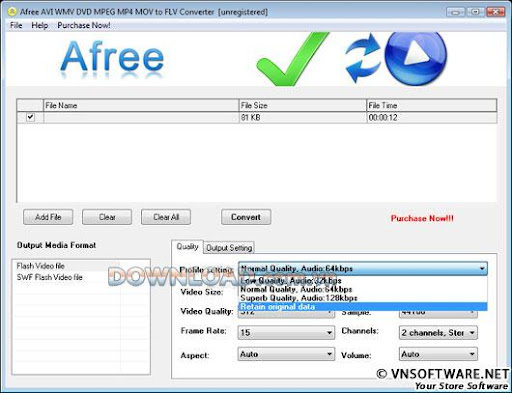 Afree AVI WMV DVD MPEG MP4 MOV to FLV Converter