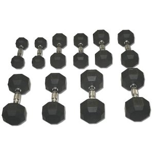  Rubber Coated Hex Dumbbell Set 5-25 lbs.